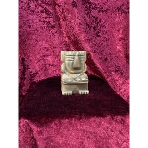 Vintage Bar Decor - Carved Stone Tiki Figurine – Miniature Mayan Totem